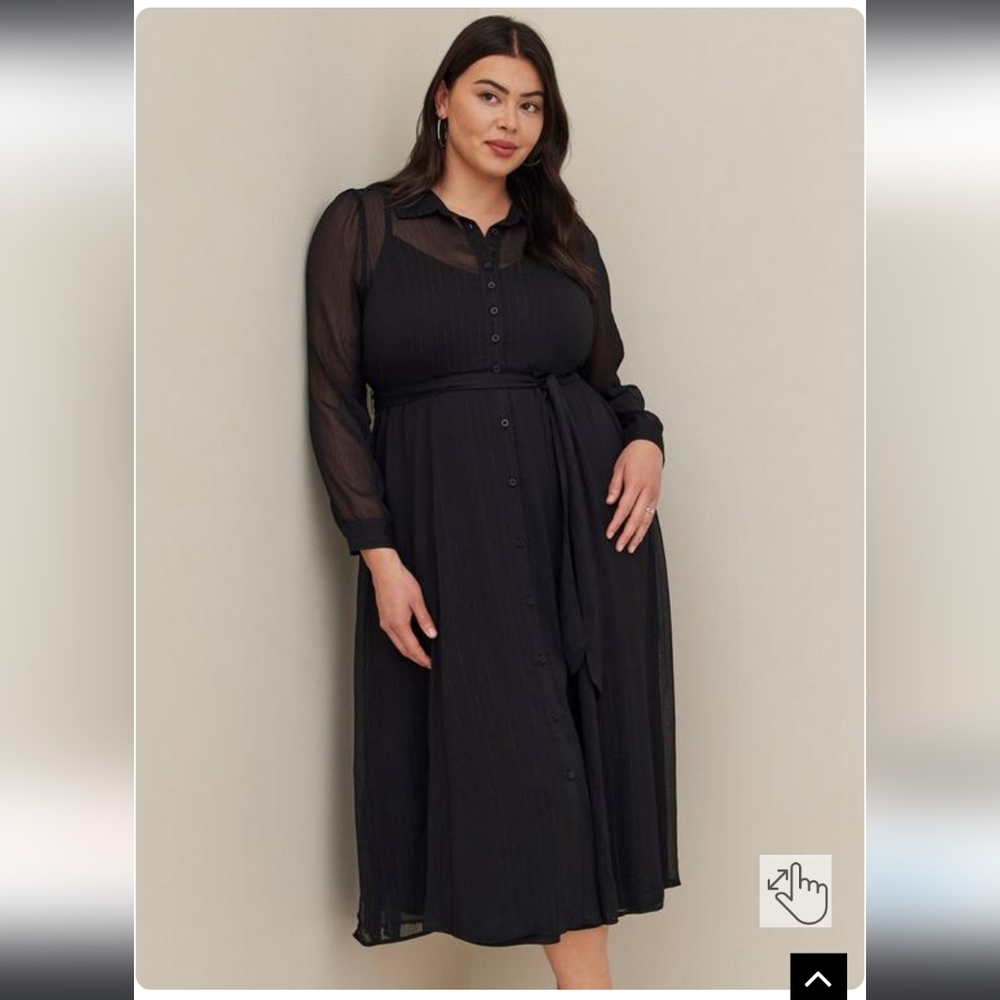 Maxi Woven Shirt Dress 1X no slip